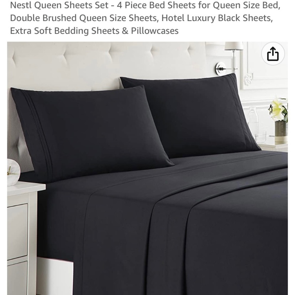 Nestl Queen sheet set Black NWT